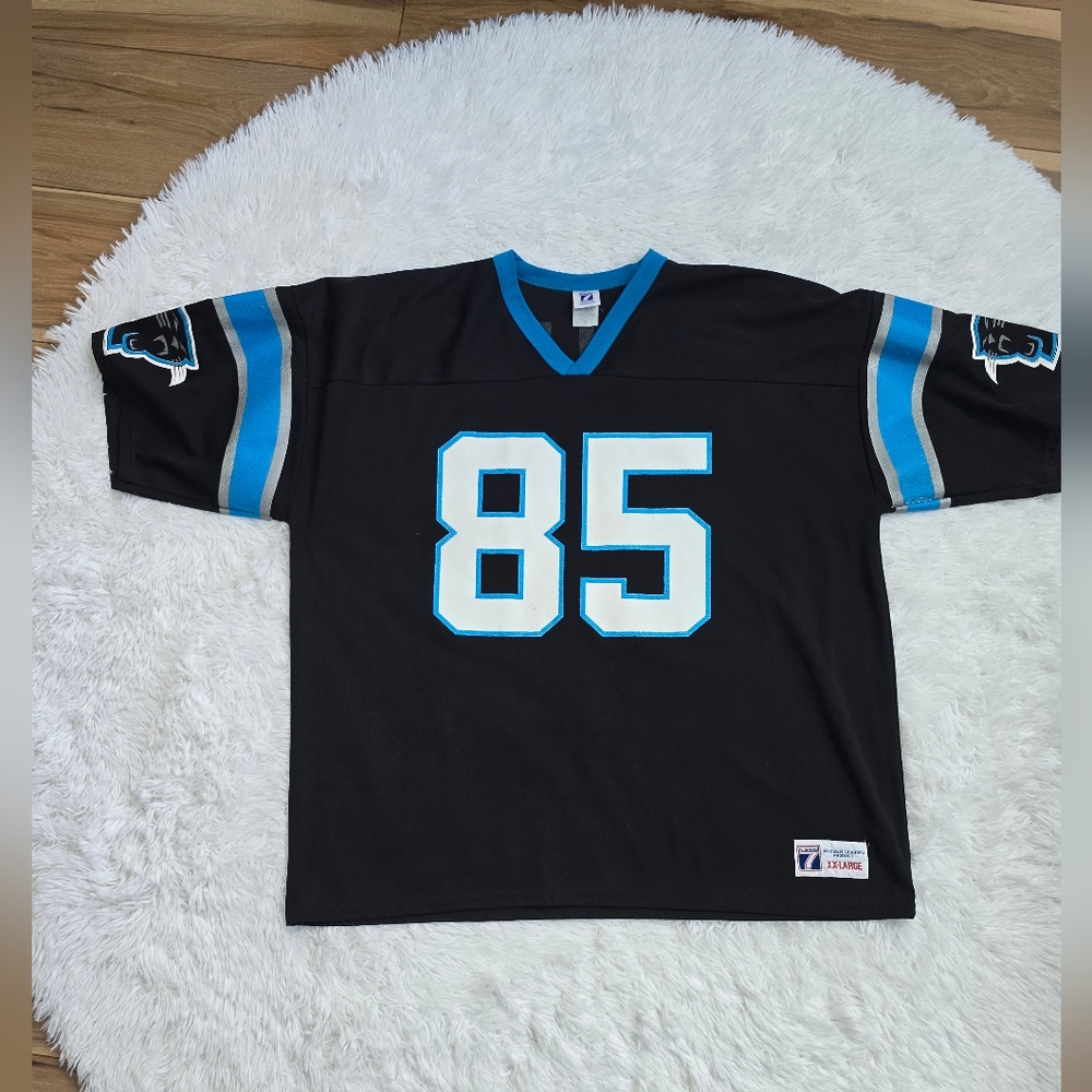 Carolina Panthers Wesley Walls Vintage Logo 7 Black NFL #85 Jersey